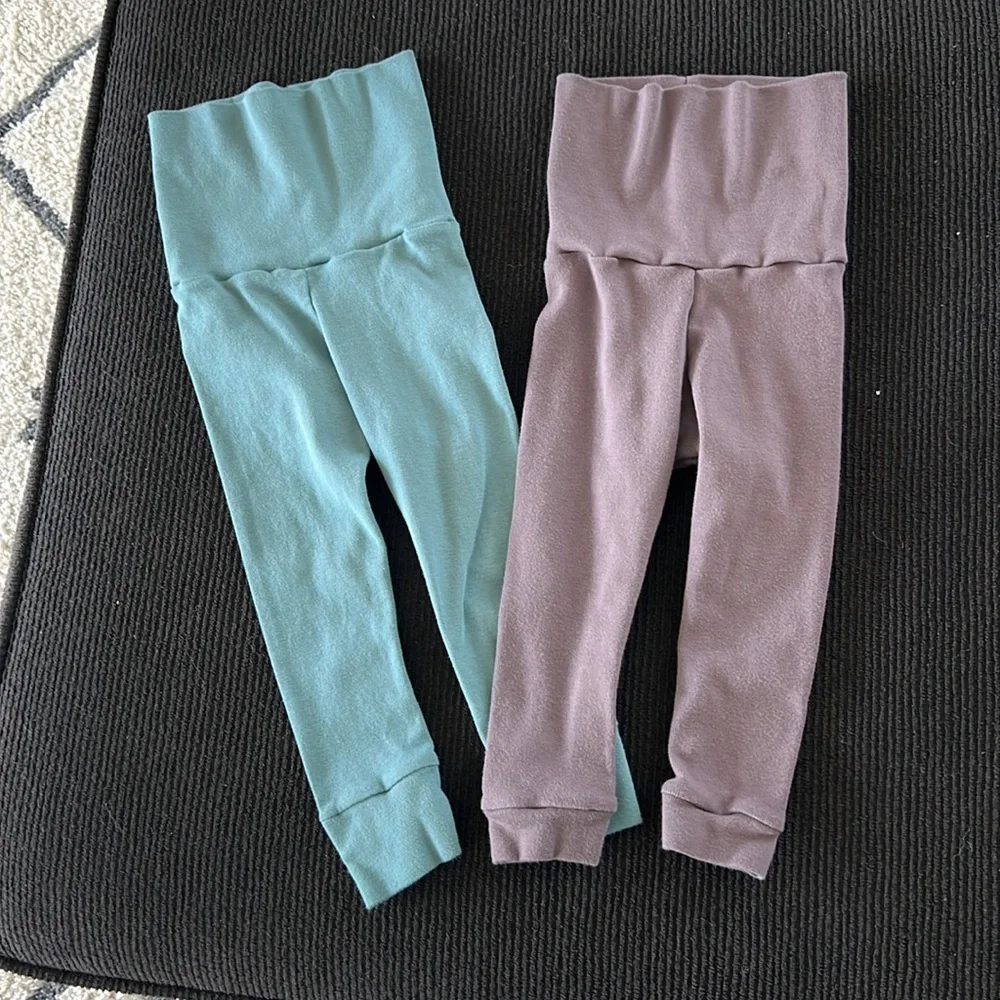Wyatt and Wynn blue and purple fold over pants bundle 9-12 months